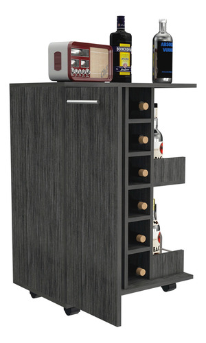 Modulo Carro Bar 82x60x37 Rta Color Roble Gris