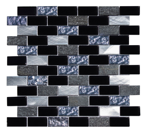 1 X Malla Mosaico Decorativa Aluminio Vidrio Color Negro