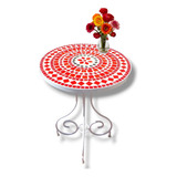 Mesa De Hierro Blanco 60 Cm Red Velvet Con Venecitas 