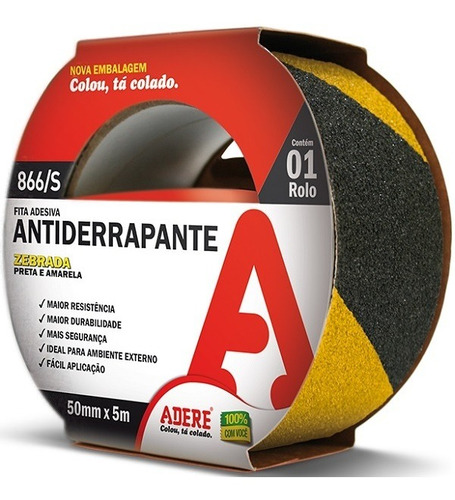 Fita Antiderrapante 866s Zebrada - Adere Amarelo E Preto