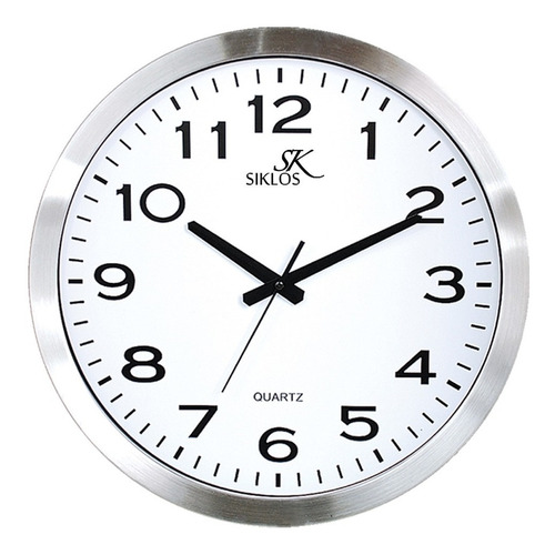 Reloj Pared Metal Siklos Gc1201 30cm Silencioso Relojesymas Color De La Estructura Plateado Color Del Fondo Blanco