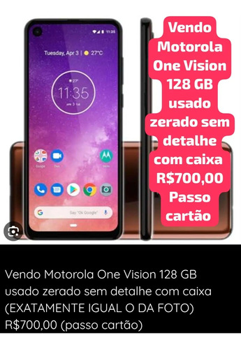 Celular Motorola One Vision 128 Gb Seminovo Usado Bom Estado