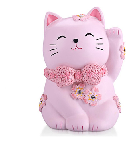 Elecnova Lindo Rosa Maneki-neko Lucky Cat Hucha Decoración.