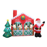 Decoración De Navidad Granja Santa Claus Inflable C/ Luz Int