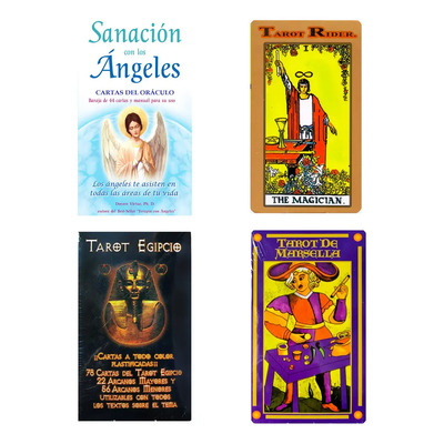 Pack Con 4 Tarot Profesional Plastificado Marsella, Egipcio,