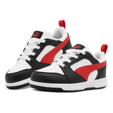 Tenis Puma Rebound V6 Para Niño Casual Blanco/rojo 12-16