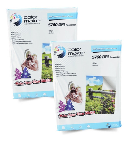 Papel Fotografico Adhesivo Glossy Carta 100h 135g Color Make