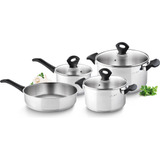 Set Ollas Batería De Cocina Inducción 7pz Acero Inox  Lt1110