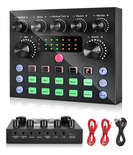 Audio Podcast Mixer With Tarjeta De Sonido V8s