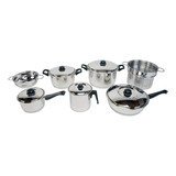 Batería Cocina Juego 7 Piezas Triple Fondo Acero Inoxidable 