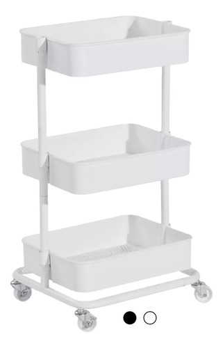 Carrito Organizador Multiusos De 3 Niveles Acero Con Ruedas Color Blanco