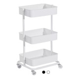 Carrito Organizador Multiusos De 3 Niveles Acero Con Ruedas Color Blanco