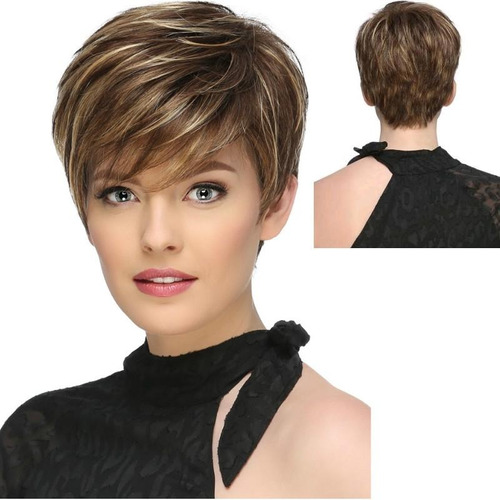 Magnífica Peluca Pixie Cut Peluca De Pelo Lacio Natural