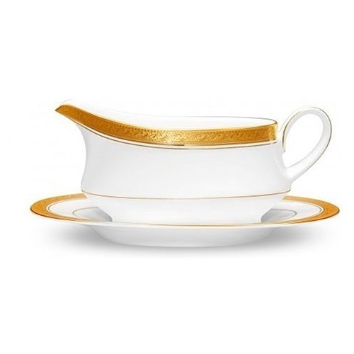 Salsera Con Plato De Porcelana Crestwood Gold Noritake