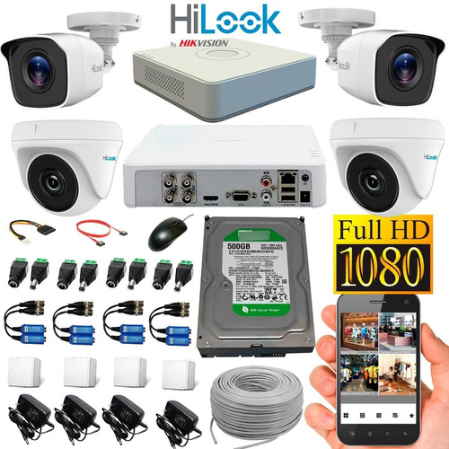 Kit 4 Camaras De Seguridad 1080p Full Hd Listo Para Instalar