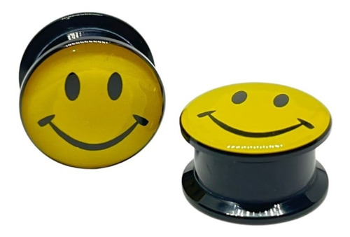 1par Alargador Piercing Emoji Smile Sorriso Plug Rosca 
