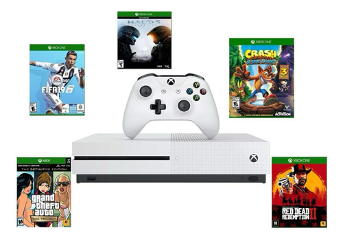 Microsoft Xbox One S 1tb Standard Cor  Branco Com Jogos