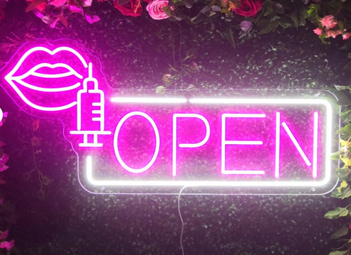 Letrero Led Neon Open Abierto Estetica Ancho65cm Luminoso