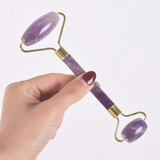 Rodillo O Gua Sha Facial Cuarzo Rosa Jade Amatista Morado