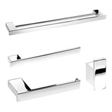 Kit Banheiro Acessórios Aço Inox Polido Premium 4 Peças