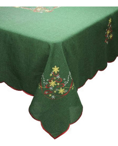 Mantel De Navidad Bordado Extragrande 177 X 365 Verde