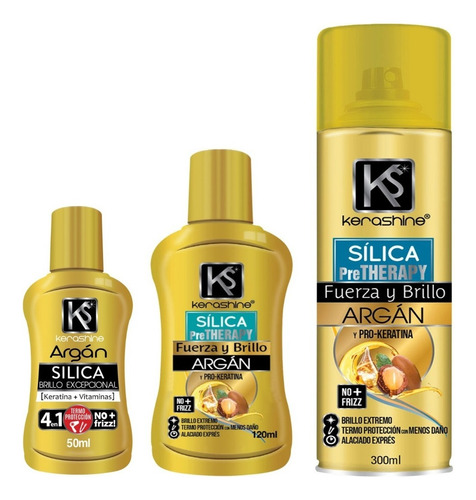 3 Pz Kerashine Argan Sílica Gotas 170ml + 300ml