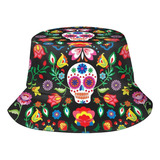 Sombrero Cubo Con Esqueleto Floral Calavera Mexicana, Gorra