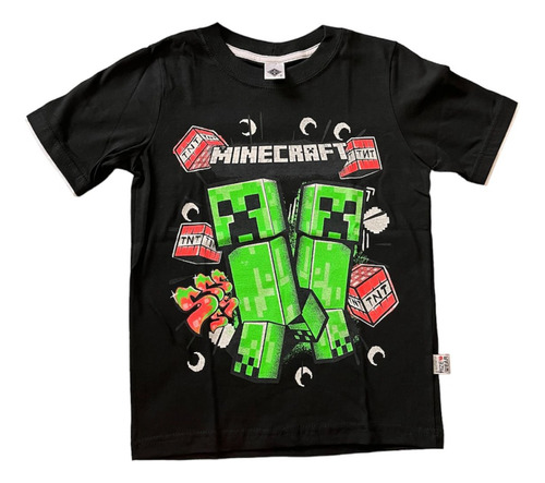 Remera Minecraft Crepper  Luminosa En La Oscuridad