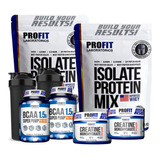 Combo 2x Whey Isolado Profit 900g Bcaa  Creatina Shaker Kit 