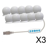 3x10 Led Maquillaje Espejo De Vanidad Luces Bombillas O