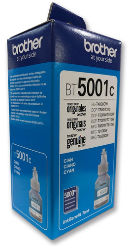 Botella Tinta Brother Bt5001c Cian Original Para T300 T500w