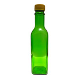 Botella De Vidrio Tequilera Cuadrada 250 Ml Con Tapa 48 Pzas