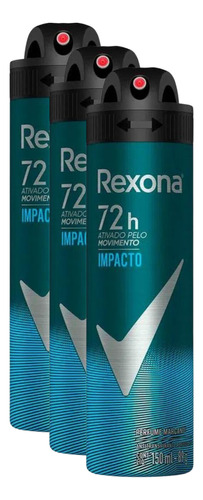 Kit 3 Desodorante Rexona Men Impacto 72h 150ml