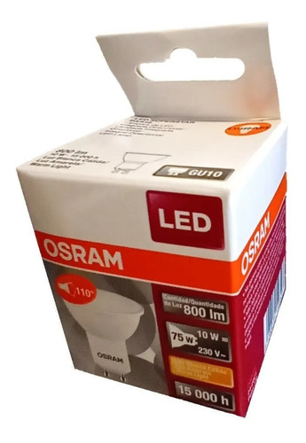 Pack X 10u Lámpara Dicroica Led Osram 10w 220v Gu10 Cálida 