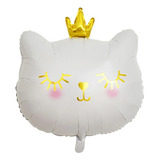 Globo Metalizado Cabeza Gato Gatito Blanco 70cm X1 Unidad