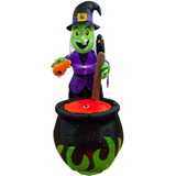 Decoracion Halloween Bruja Inflable 1.8 M Luz Led Y Burbujas