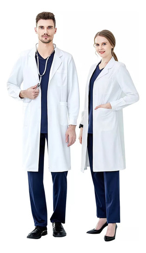 Bata Laboratorio Blanca Uniforme Médico 100% Algodón Unisex