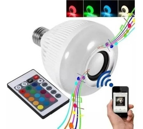 Lâmpada Led Musical Bluetooth Caixa Som Controle Colorido Luz Rgb 110v/220v