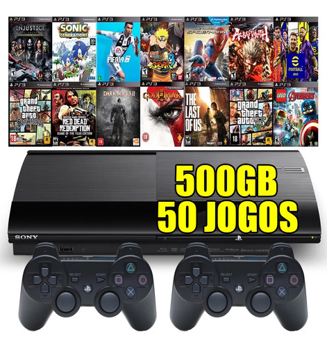 Ps3 + 50 Jogos + 2 Controle 