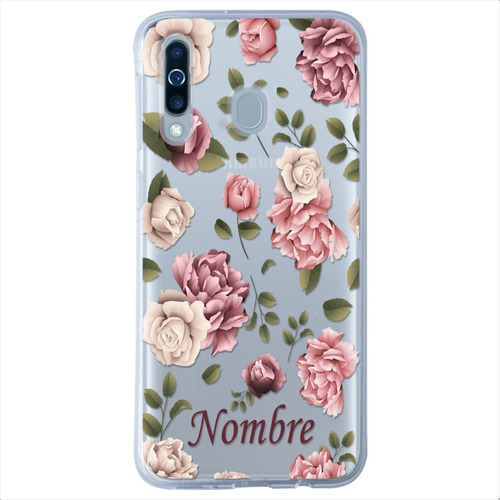 Funda Galaxy Flores Personalizada Con Tu Nombre