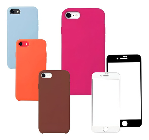 Capa Capinha Silicone + Película 3d Compatível iPhone 7 8 Se