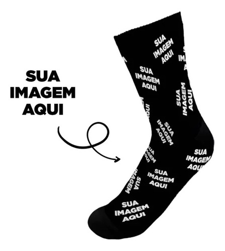 Meia Personalizada Com Sua Imagem Ou Logo - Cores Lisas