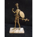 Antigua Figura De Bronce Sobre Base De Mármol Quijote 