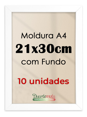 Kit 10 Molduras A4 21x30cm Com Fundo Para Quadros Decorativo Cor Branco