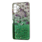 Funda Diseño Verde Con Flores Mujer Para Samsung A32 5g