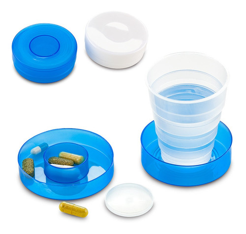 Pastillero Vaso 2 En 1 Circular  Plegable De 90ml Personal