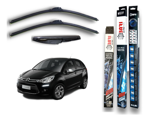 Kit 3 Escobillas Citroen C3 2013 2014 2015 2016 2017 2018 +