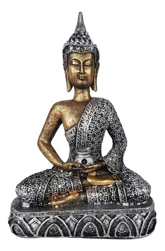 Buda Hindu Na Base Meditando Pote Fortuna Deus Riqueza 22 Cm
