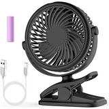 Ventilador Portatil Carga Usb Con Clip  Negro