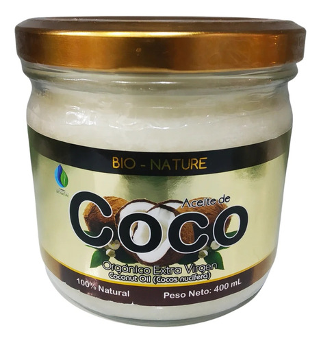 Aceite De Coco Organico Extra Virgen Bio - Nature 400 Ml